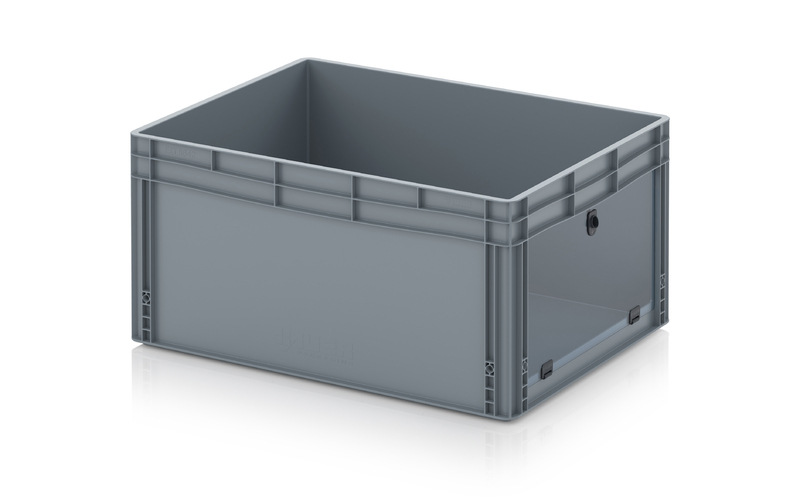 AUER Packaging Skrzynki do otwartych szaf w formacie Euro z przezroczystą pokrywą ze szkła akrylowego EG SKS 86/42 HG